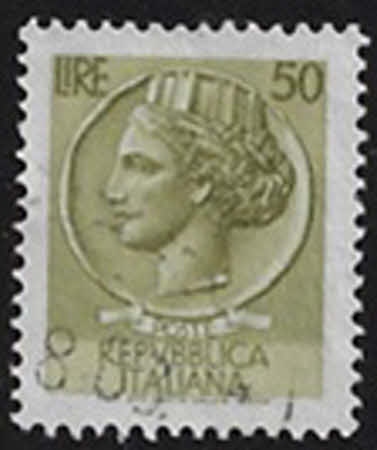 Antike Münze aus Syrakus, „Turreted Italy“, 50 L