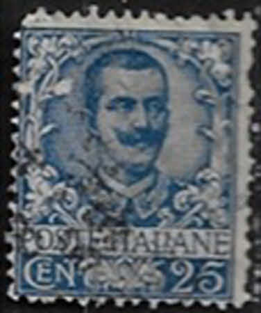 Bildnis von Vittorio Emanuele III. und florale Verzierungen. – 25 C