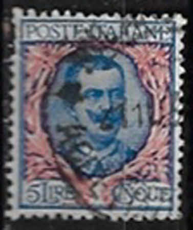 Bildnis von Vittorio Emanuele III. und florale Verzierungen. – 5 L
