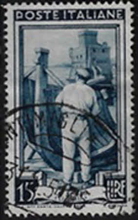 Der Hafen – Schiffbauer und Schloss Rapallo (Ligurien). – 15 L