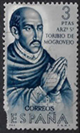 Erzbischof Santo Toribio de Mogrovejo (1538–1606), dritter Erzbischof von Lima und Heiliger der katholischen Kirche – 3 Ptas