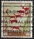 Levantinische Felsmalerei einer Jagdszene mit Hirschen und Jägern („Cueva de los Caballos“). – 6 Pta
