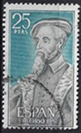 Porträt des berühmten Arztes, Pharmakologen und Humanisten Andrés de Laguna (1499–1559). – 25 Pta