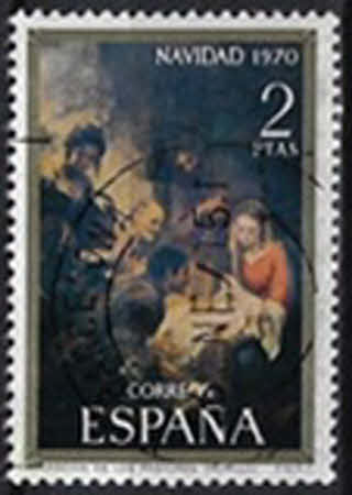 „Anbetung der Hirten“ (Adoración de los Pastores) nach einem Gemälde von Bartolomé Esteban Murillo. – 2 Pta